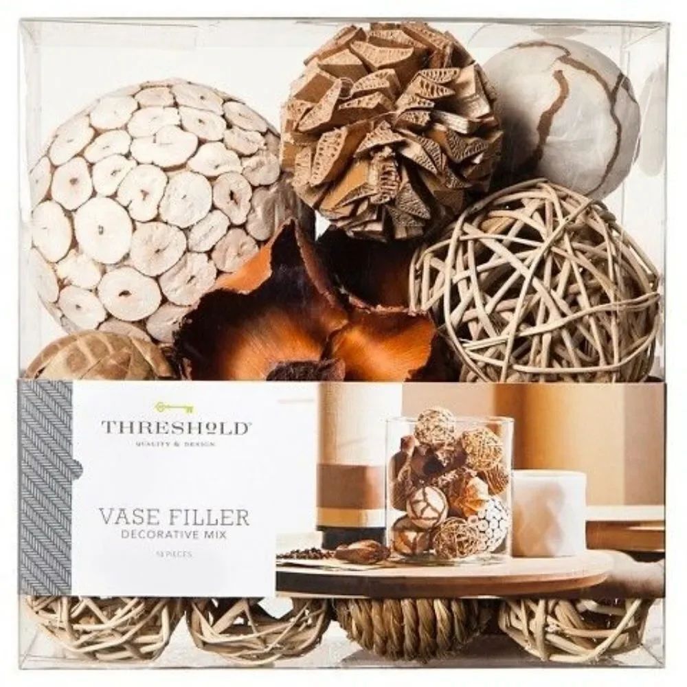 💜NIB Threshold Natural Toned 18 Piece Decorative Mix Vase Filler